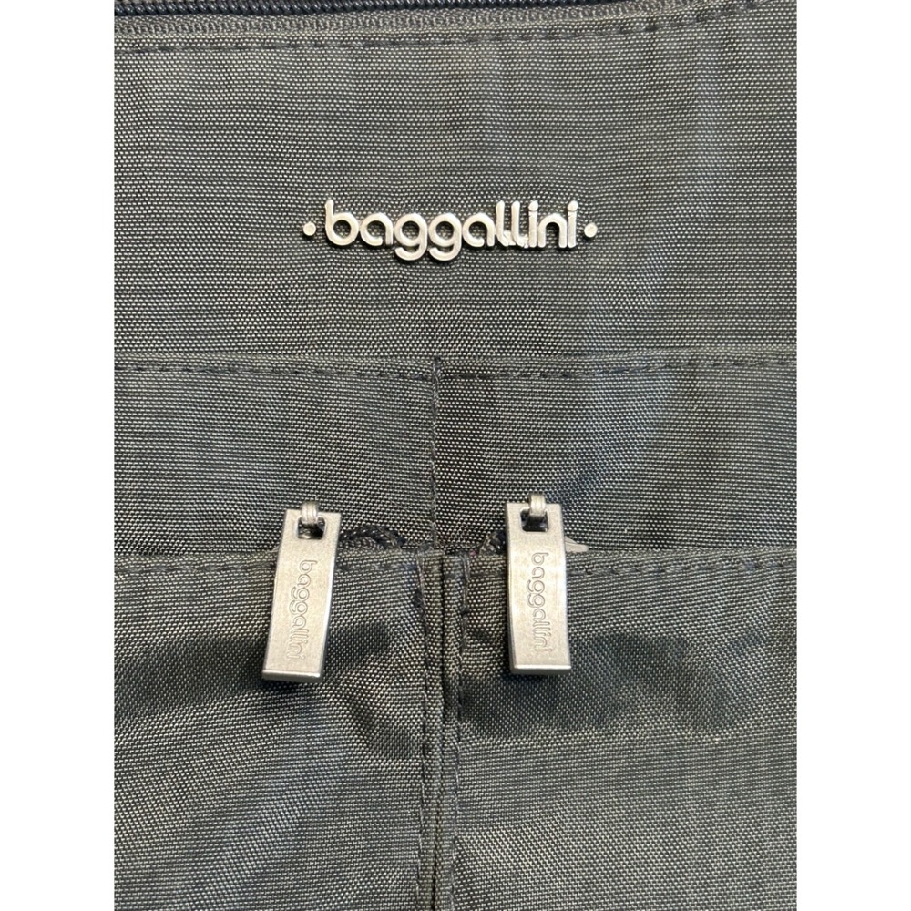 Baggallini Crossbody Bag Charcoal Gray Nylon Multi-Pocket Travel Purse - Picture 2 of 11